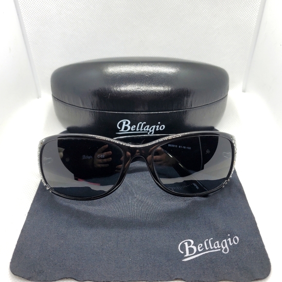Bellagio Accessories - Bellagio Black Prescription Sunglasses Frames, Case, & Cleaning Cloth